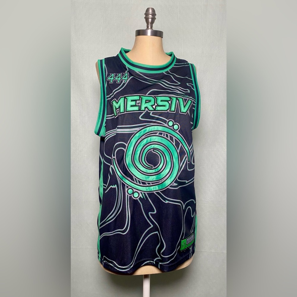 Mersiv Black and Green Sleeveless Jersey